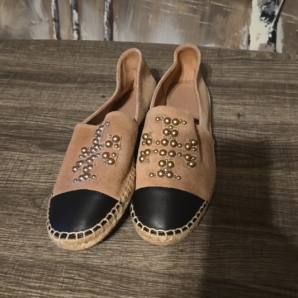 Women's Tory Tan and Black Espadrilles #7